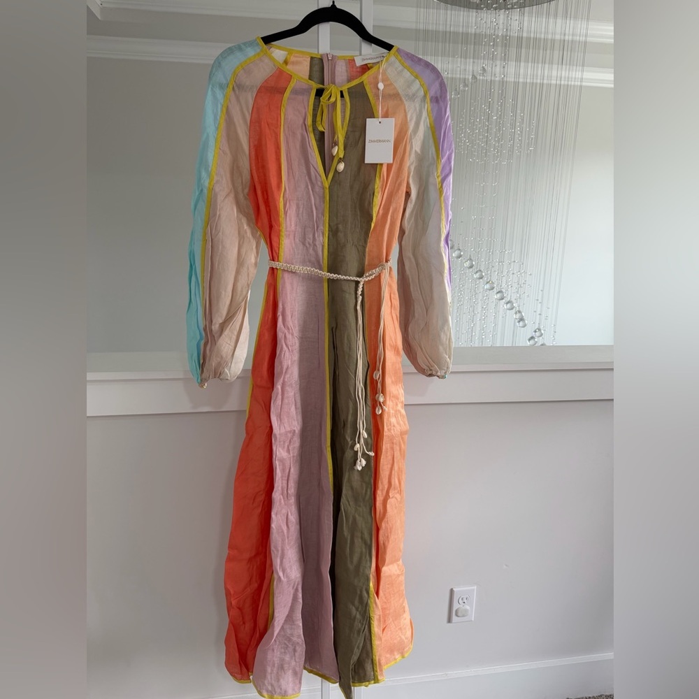 Zimmermann Multicolor Panel Dress with Balloon Sleeves - Picture 5 of 8